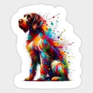 Vibrant Splash Art German Wirehaired Pointer Portrait Sticker